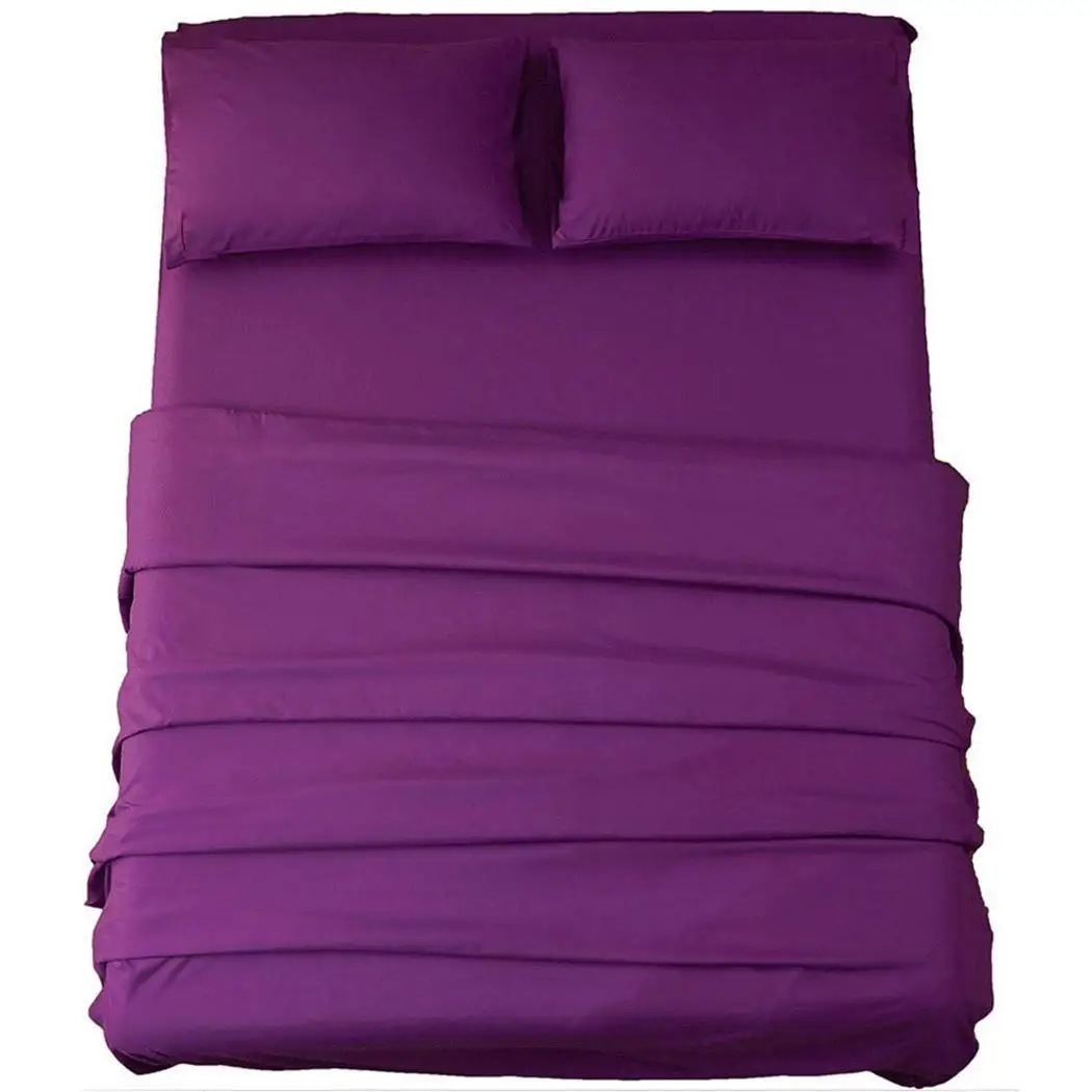 

Solid Bedding Set Soft Quilt Cover Sheet Home Royal Blue, Gray, Khaki, Purple Pillows Bedding Supplies