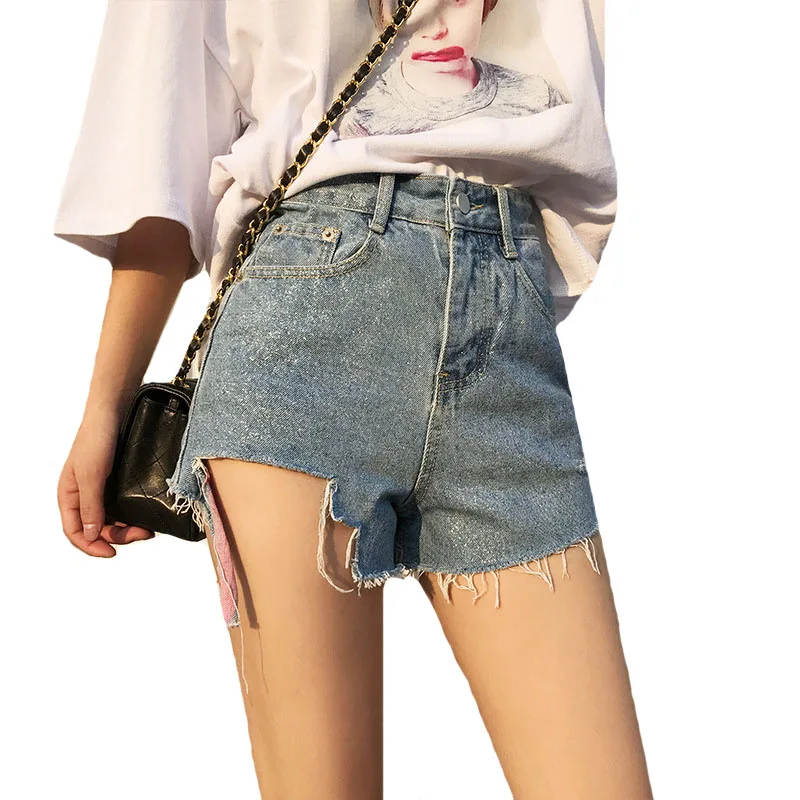 CUHAKCI 2018 New Arrival Women Denim Shorts High Waist