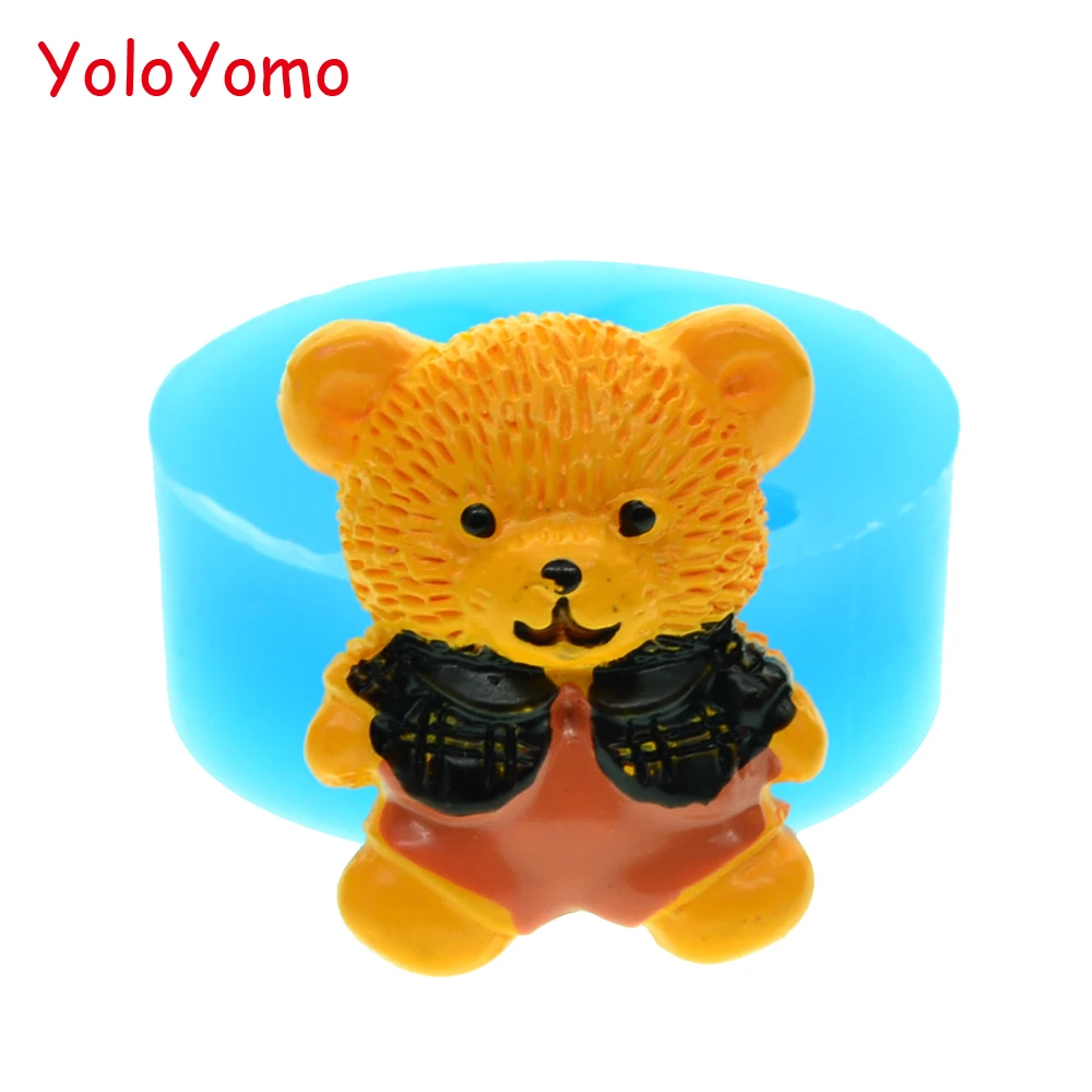 D001YL Little Bear Mold Silicone Flexible Mold Polymer Clay Scrapbooking Mini Cupcake Topper