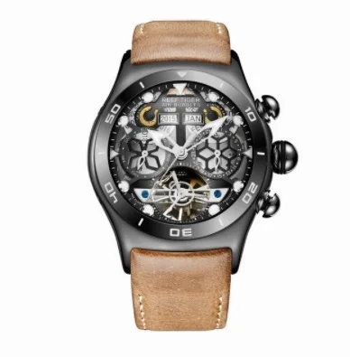 Reef Tiger/RT спортивные часы для мужчин скелет светящиеся часы год месяц и день розовое золото автоматические часы RGA703 SINOWATCHSTORE - Цвет: BBS