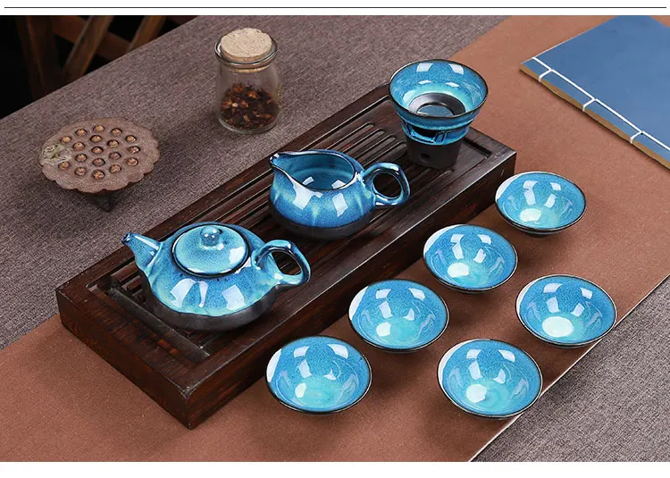 Jun фарфоровый рыбный чайный сервиз, керамический чайник, керамическая чайная чашка, рыбный китайский чайный набор кунг-фу, посуда для напитков