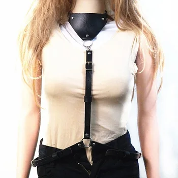 

New Fashion Sexy Leather Harness Top Bra Bondage Wide Punk Harness Waist Thigh Suspenders Garter Belt Waistband Straps