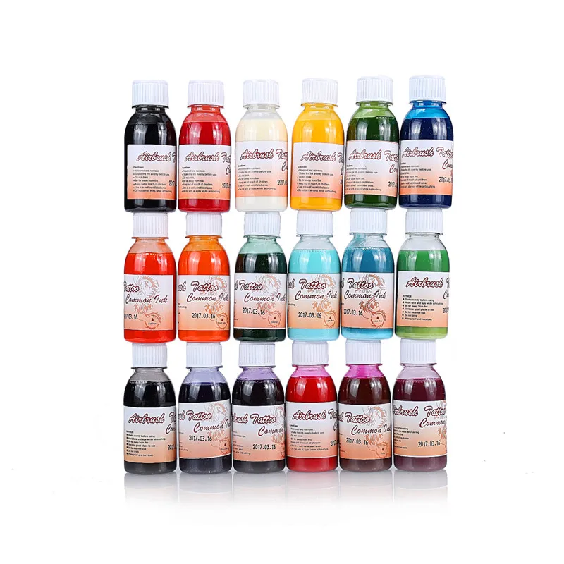 

15 Bottles Temporary Airbrush Tattoo Pigment Ink Black Red Blue Green Yellow Makeup Common Ink For Body Paint 15 Colors