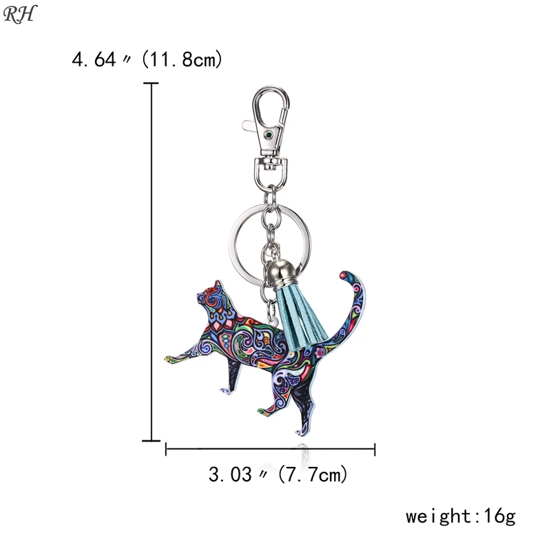 Акриловый брелок с кисточкой в виде животных, брелок для ключей, собачий конь, свинья, кошка, подвеска, брелок, подвеска для ключей сумок, ювелирные изделия для женщин, подарки
