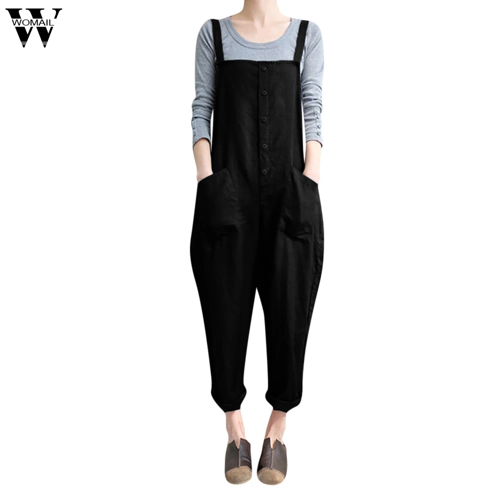 

Womail bodysuit Women Summer Fashion Casual Sleeveless Button Jumpsuits Overalls Harem Long Trousers Playsuits NEW dropship M6