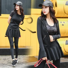 Women Yoga Set Gym Clothes Skirt Legging+Bras+Sports Shirt+Jacket Fitness Jogging Breathable Battle Fatigues Sport Suit