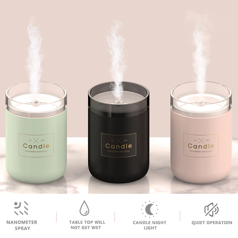

Ultrasonic Air Humidifier Essential Oil Diffuser Car Purifier Mini Humidifier Candle Romantic Soft Light USB Aroma Diffuser