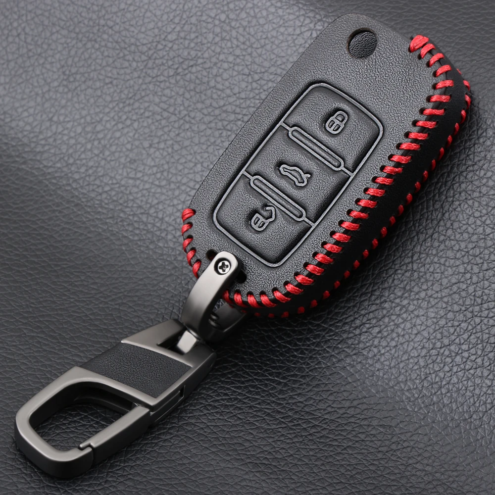 Новинка кожаный чехол книжка для автомобильного ключа VW Volkswagen Polo Golf Passat Beetle Caddy T5