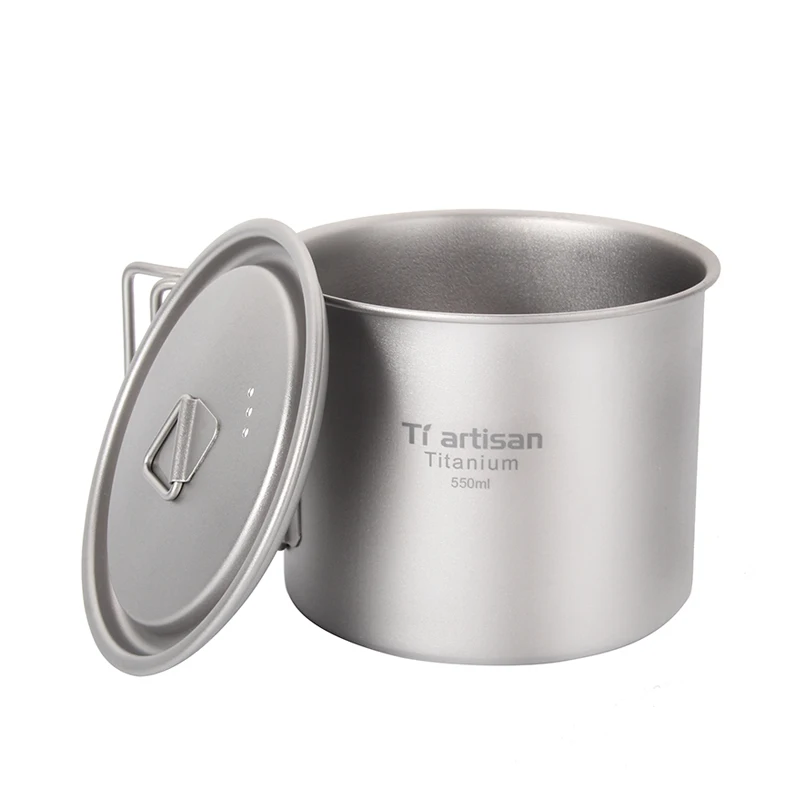 Tiartisan чистый титан 550 мл Открытый походный котелок для варки пищи чашка для воды Чай Кофе Кружка рюкзак посуда