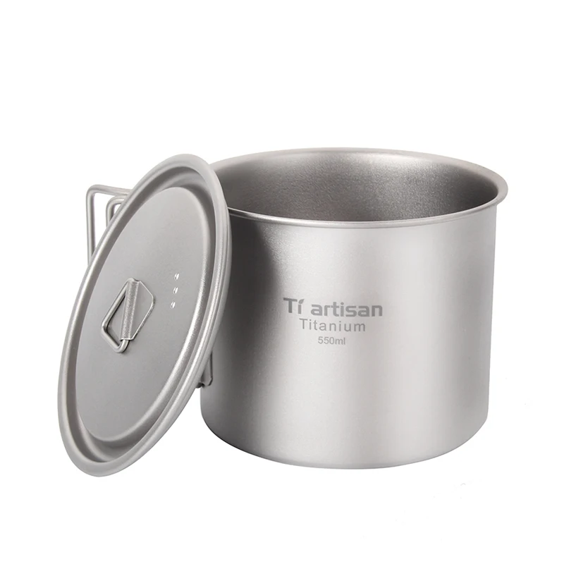 Tiartisan de titanio puro 550 ml Camping al aire libre de la olla de agua taza de té tazas de café mochila utensilios de cocina Ta8310