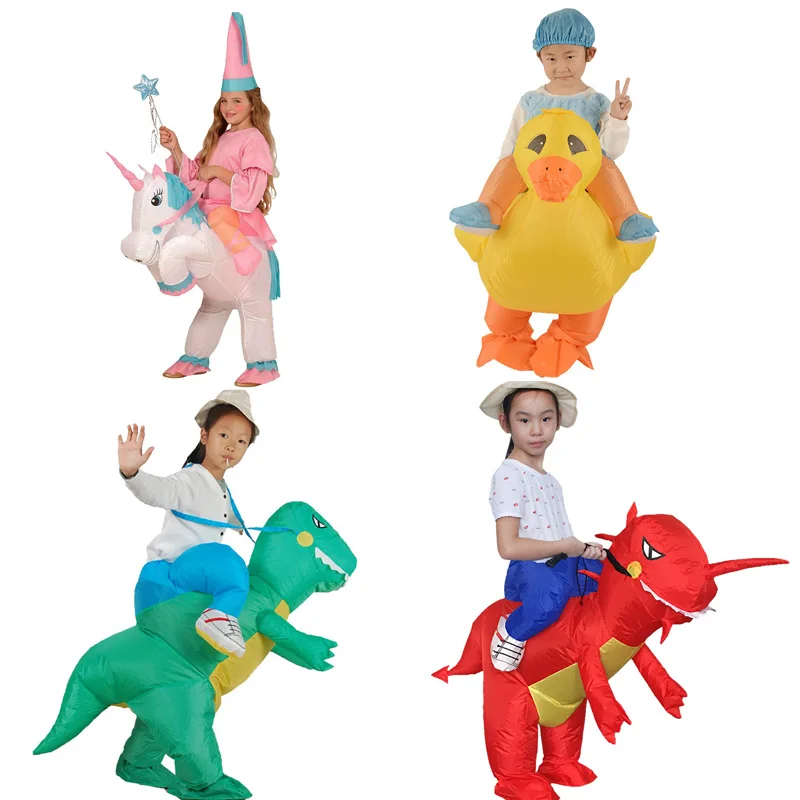 

Unicorn Dragon Children T-rex Inflatable Kids Costume Ride-on Animal Outfit for Child Cosplay Baby Girls Boys Clothes Party Toys
