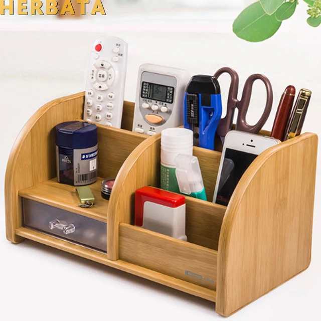 Pen holder desk new fashion multi function Bamboo Made desk storage box