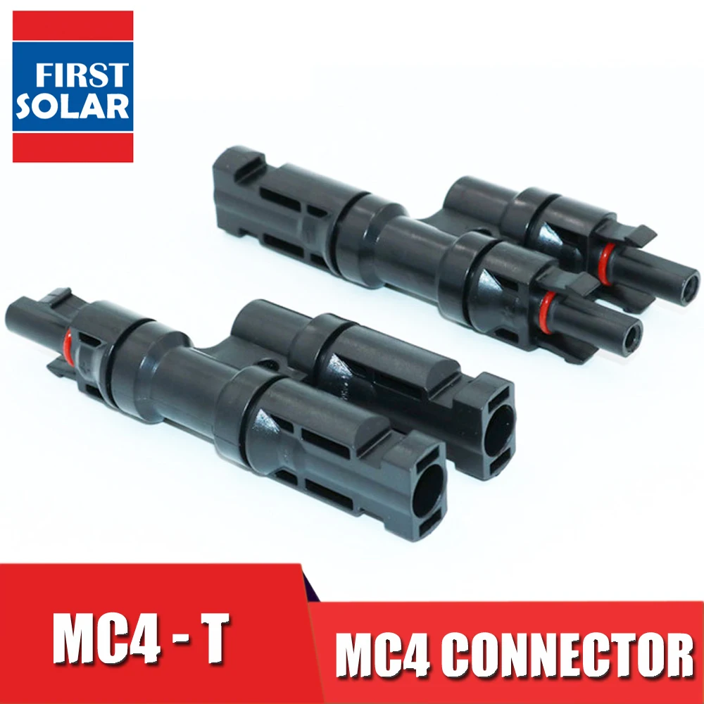 

1pair x MC4 T Branch parallel connection 30A 1000V Electrical MC4 Connector Photovoltaic 2pcs solar Panel Cable Wire Connect
