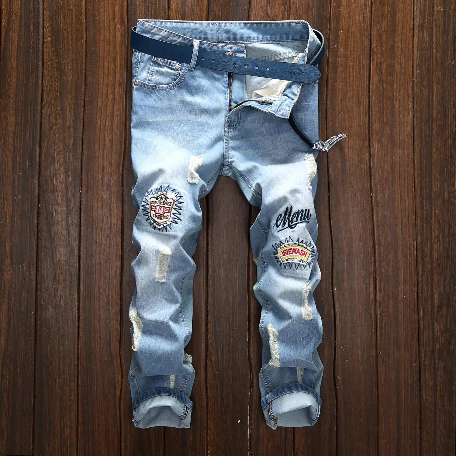 

2016 hole in light color for men Foot torn pants