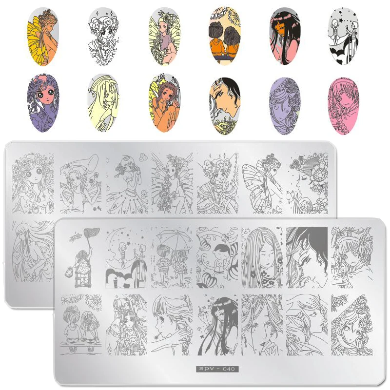 

1Pcs Rectangle Beauty Girl Nail Stamping Plates Animal Pattern Nail Art Stamp Stamping Template Image Plate Stencils