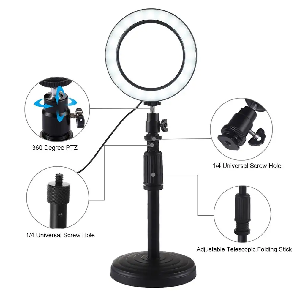 Настольный держатель с 4,6 дюймовым 6,2 Дюймовым светодиодный кольцевой светильник мини-штатив для видеоблоггеров