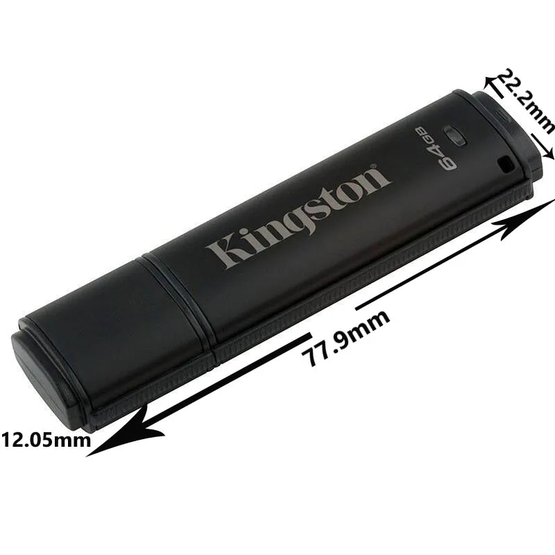 Kingston флеш-накопитель USB 3,0, 64 ГБ, 32 ГБ, 16 ГБ, 8 ГБ, 4 Гб, флешка, водонепроницаемая, аппаратное шифрование, металлическая флешка, флешка