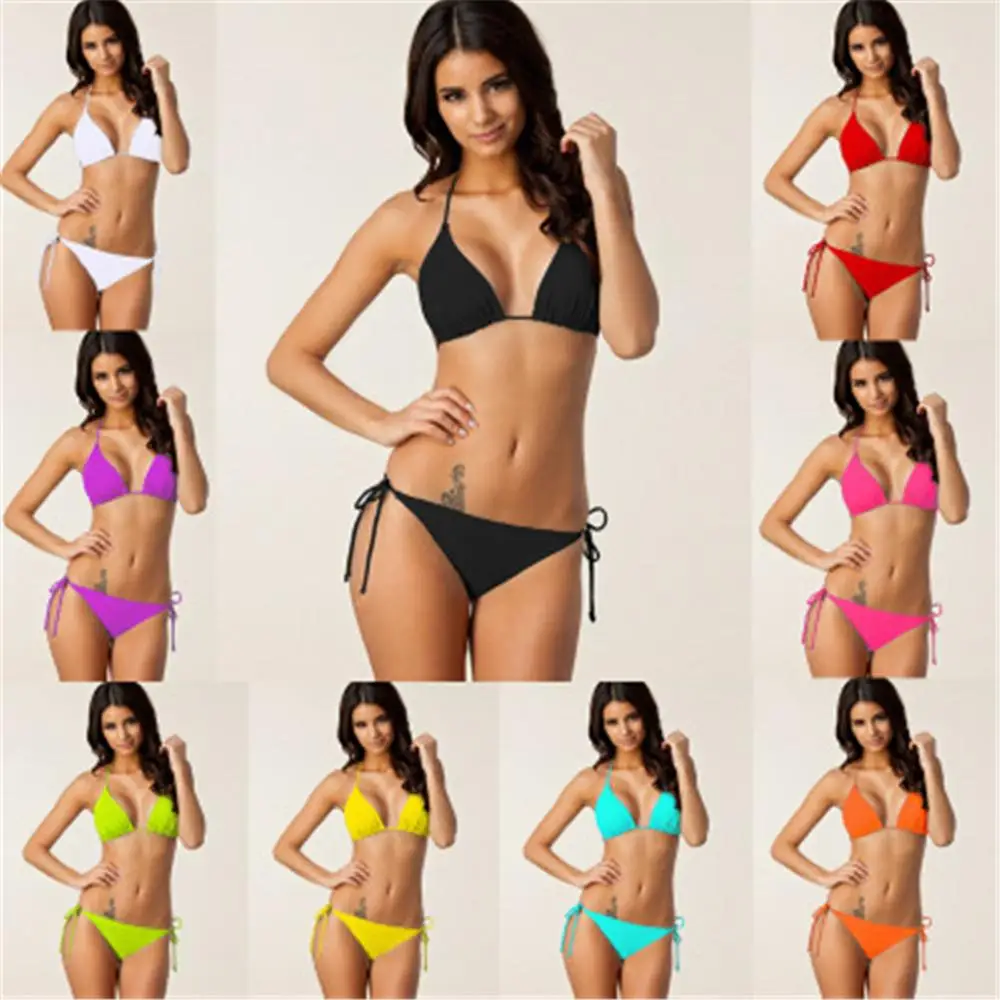

Women's Sexy Bikini Set Backless Three-Point Beach Swimsuit Detachable Pad Fully Lined Women's Swimsuit High Elastic Swimsuit