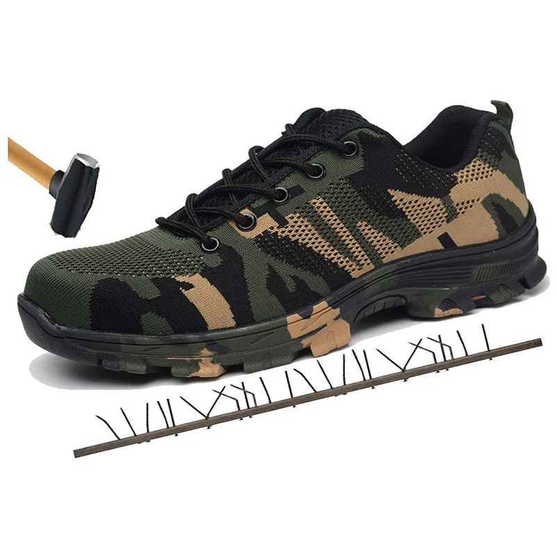 Men Work Boots Breathable Men's Outdoor Steel Toe Cap Shoes Camouflage Puncture Proof Construction Safety Boots Plus Size 37-48 Men Work Boots Breathable Men's Outdoor Steel Toe Cap Shoes Camouflage Puncture Proof Construction Safety Boots Plus Size 37-48
