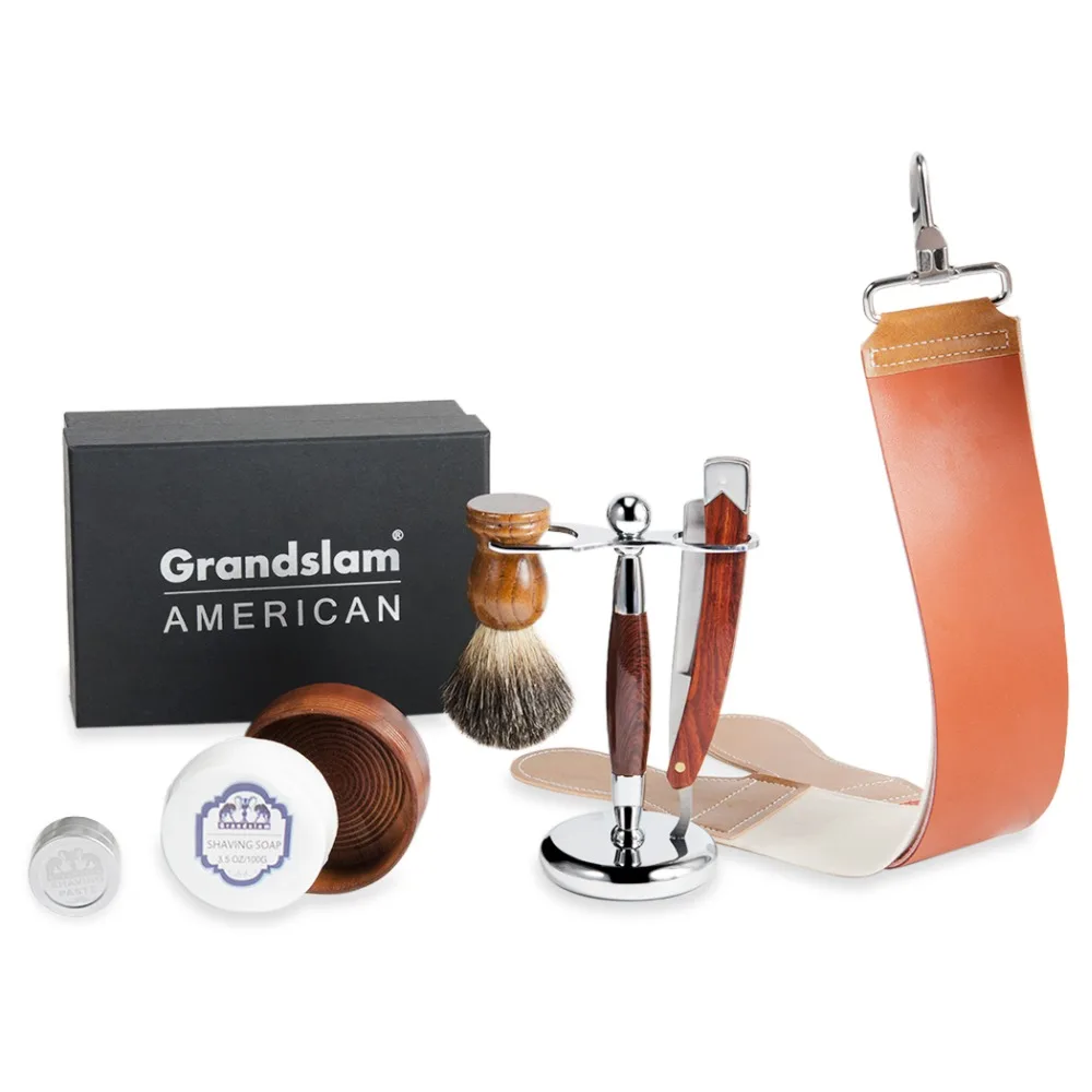 Buy Grandslam Vintage Shave Readay Straight Barber Razor Gift Sets Pure Badger