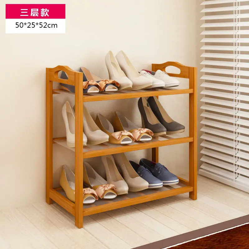 3 ярусный Твердый Деревянный шкафчик для обуви Nan бамбуковые обувные стеллажи простые полки цветочные стеллажи