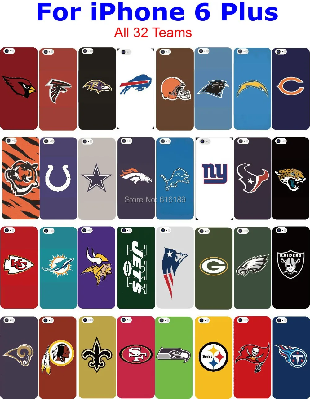 32pcs/lot NFL Hard Case for iphone 6 Plus Football phone case 32 Teams