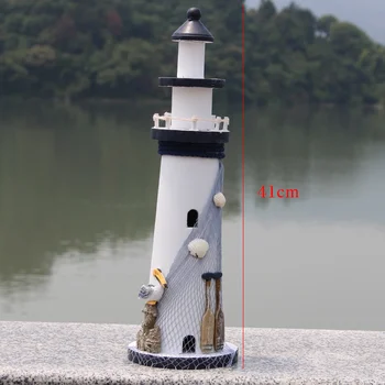

Mediterranean Wood Retro Lighthouse Decoration Home Creative Ocean Style Decoration Furnishings Accessories Ornaments Crafts