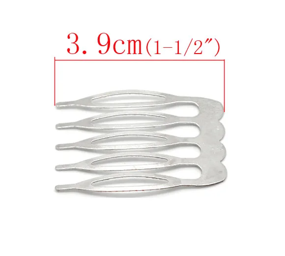 

8SEASONS 30 Silver Tone Color Comb Shape Hair Clips 39x26mm (B15509)