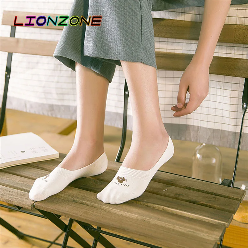 Lionzone 5 пар/лот Для женщин Cat животных носки тапочки Calcetines Mujer корабль лодка