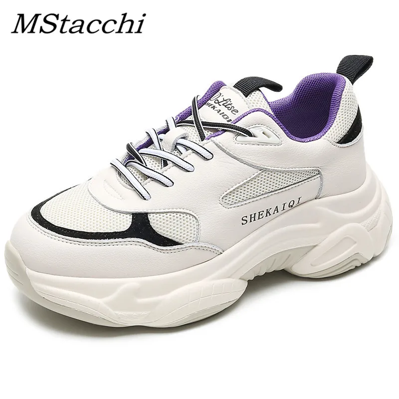 

MStacchi Fashion Women Sneakers Woman Lace-Up Chunky Flat Platform Casual Shoes Ladies Breathable Mesh Dad Shoes Sandalias Mujer