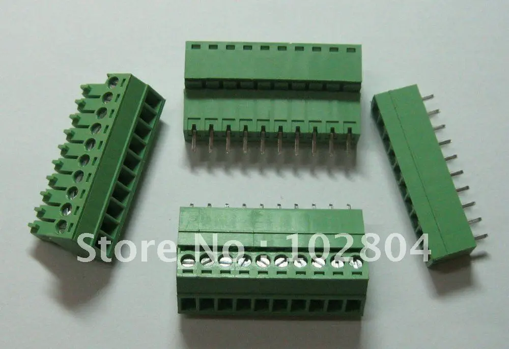 

60 pcs Screw Terminal Block Connector Pitch 3.81mm 10 pin/way Green Color Pluggable Type