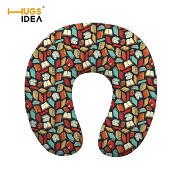 

HUGSIDEA Book Lover Pattern Travel Neck Pillow Soft Comfortable U-shaped Neck Pillows Portable Memory Foam Pillow for Plane