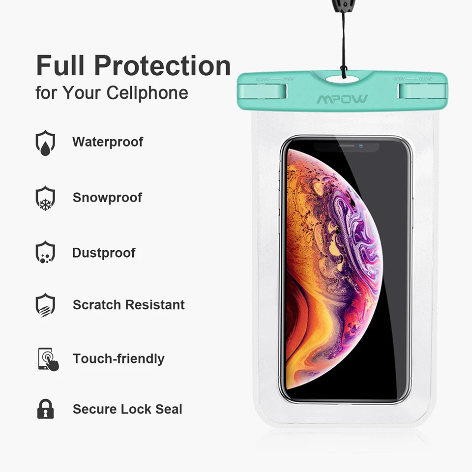 2 Pack Mpow 6.5 Inch IPX8 Waterproof Case Universal Phone Pouch Case Bag For iphone MPPA097AC (5)