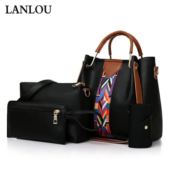 

LANLOU New women bag Letter pack four-piece luxury Shoulder bag For women 2019 High Quality Fashion Messenger bags female bags