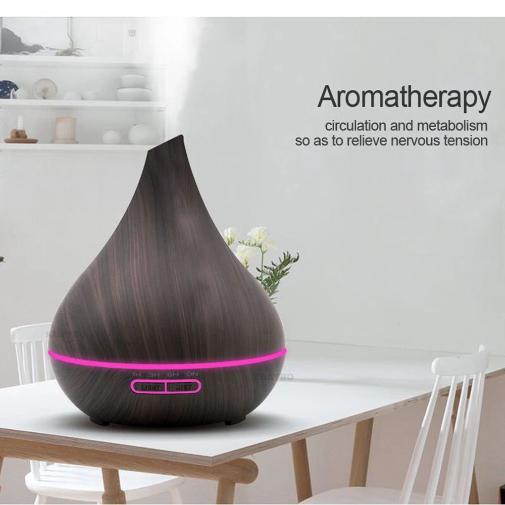 

400ML wood grain air humidifier essential oil diffuser wet mist generator mute home and office 7LED aroma diffuser aroma H