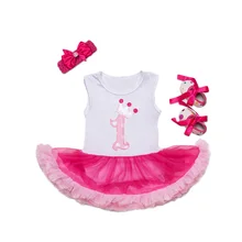 Новая детская одежда для девочки, комплекты из 3 предметов, комбинезон-пачка, розовый комбинезон, повязка на голову, праздничная розовая нарядная одежда для девочек