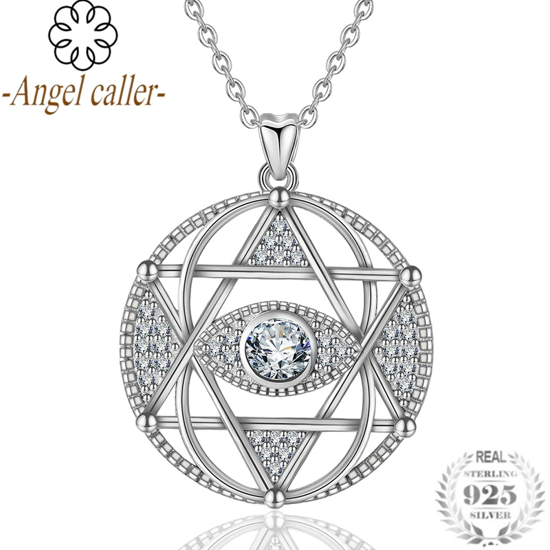 

Angel Caller 100% 925 Sterling Silver Lucky Eyes Long Chain Pendant Necklaces for Women Silver Jewelry Gift High Quality CYD320