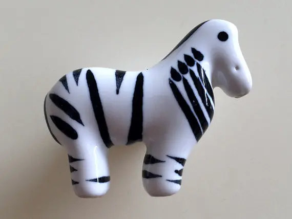 Kids Dresser Knob Drawer Knobs Pulls Ceramic Zebra Black White Kid