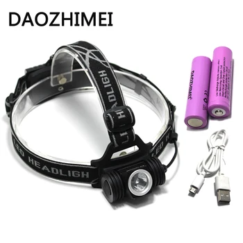 

3800 lumens Led Headlamp XM L R5 Headlight Waterproof Head Flash Lamp Camp Hike Fishing Light+18650 batteries+USB line