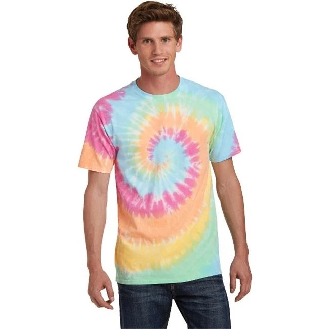 Port & Co PC147 Tie Dye Tee Pastel Rainbow - Large