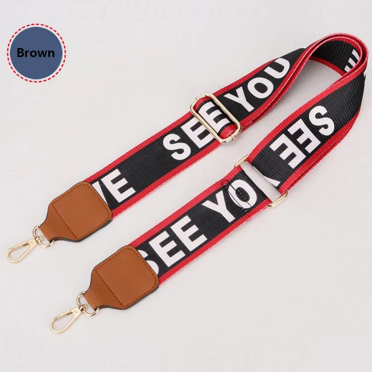 Women Adjustable Shoulder Straps Famous Brand Female Guitar Strap Female Strap Bag Straps Gold Buckle Bag Accessories Black+ Red