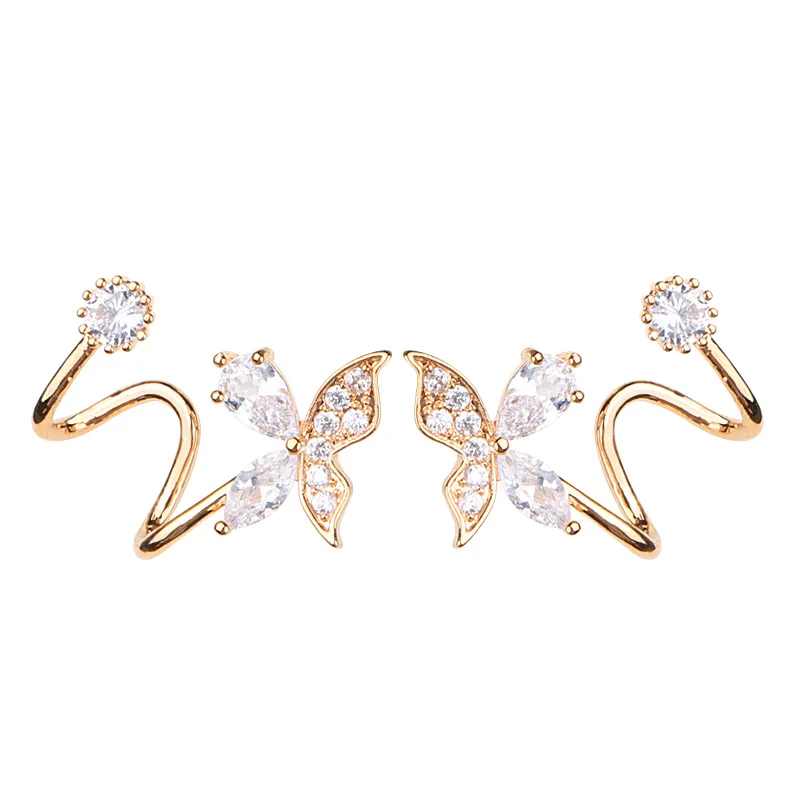 

Female Crystal Flower Butterfly Clip Earrings Zircon Rhinestone Ear Cuff Earrings For Women Earrings Jewelry