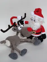 Amigurumi Crochet Santa Claus and the Reindeer rattle