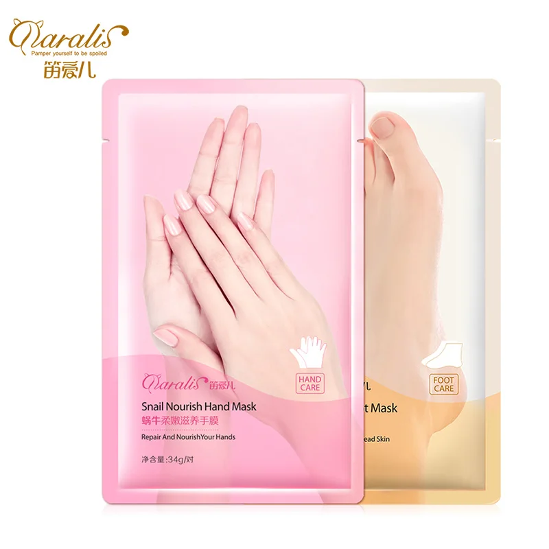 

2pack=4pcs Snail Whitening Foot Hand Mask Moisturizing Exfoliating Gloves Anti Wrinkle Smoothing Hand Wax Soft Mask Feet Peeling