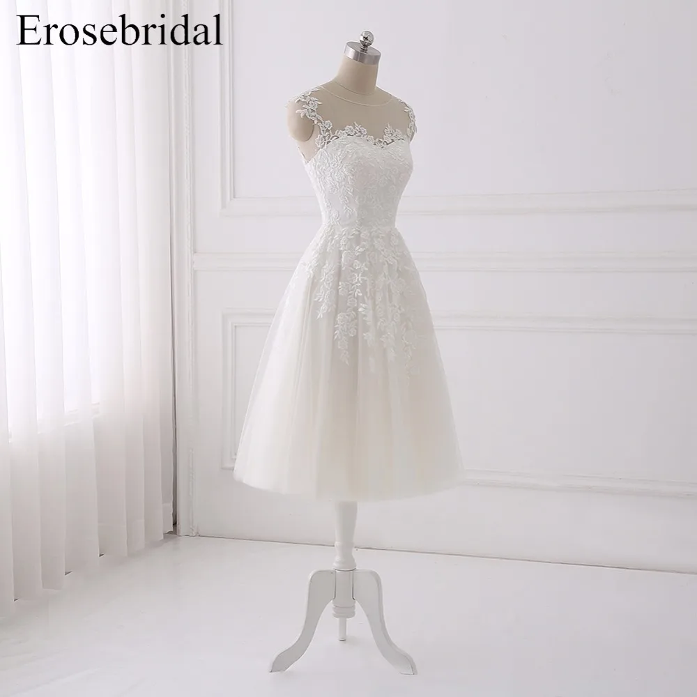 Простые Короткие линии свадебное платье 2018 Erosebridal богемское свадебное платье кружево низкая цена на молнии Vestido De Noiva