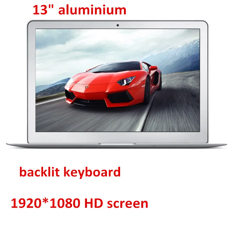  Aluminium ultrabook laptop computer backlit keyboard 13.3inch 1920*1080 HD screen Celeron 2957U 7000mAh battery USB 3.0 