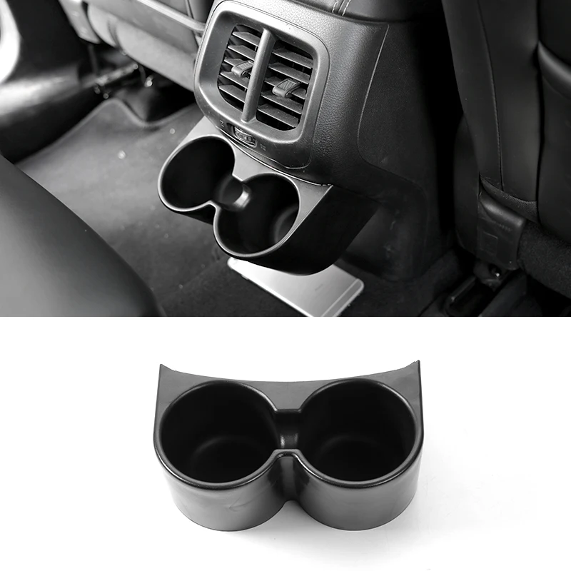 SHINEKA ABS Black Rear Cup Holder Armrest Water Cup Bracket Storage Box Kit for Jeep Cherokee 14