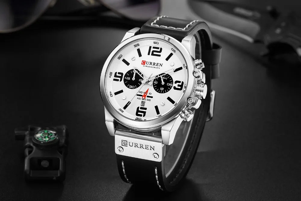 Relogio Masculino CURREN Креативные мужские часы черные белые кварцевые наручные с