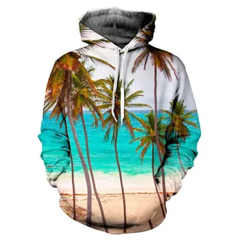 

Pullovers Brand Sweatshirt Men/women Hoodies Hooded 3d Print Coconut Trees Sea Beach Men 3d sweatshirt lovely Hoody S-6XL T318