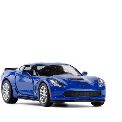 1/36 Chevrolet Corvette C7 металлические Литые под давлением машинки, игрушка с откидной спинкой, модель автомобиля из сплава, миниатюрный автомобиль для дня рождения, детские игрушки, подарки - Цвет: Blue